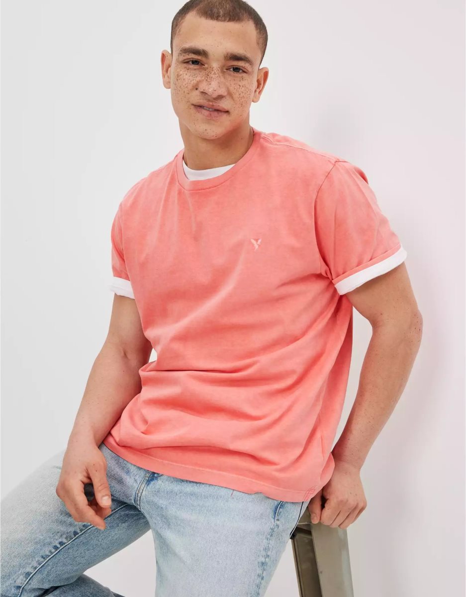 T Shirts American Eagle AE Super Soft Legend Corail Homme | MNZ-12921198